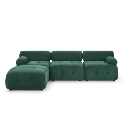 Button Tufted Modular Sectional Sofa, Navy Velvet