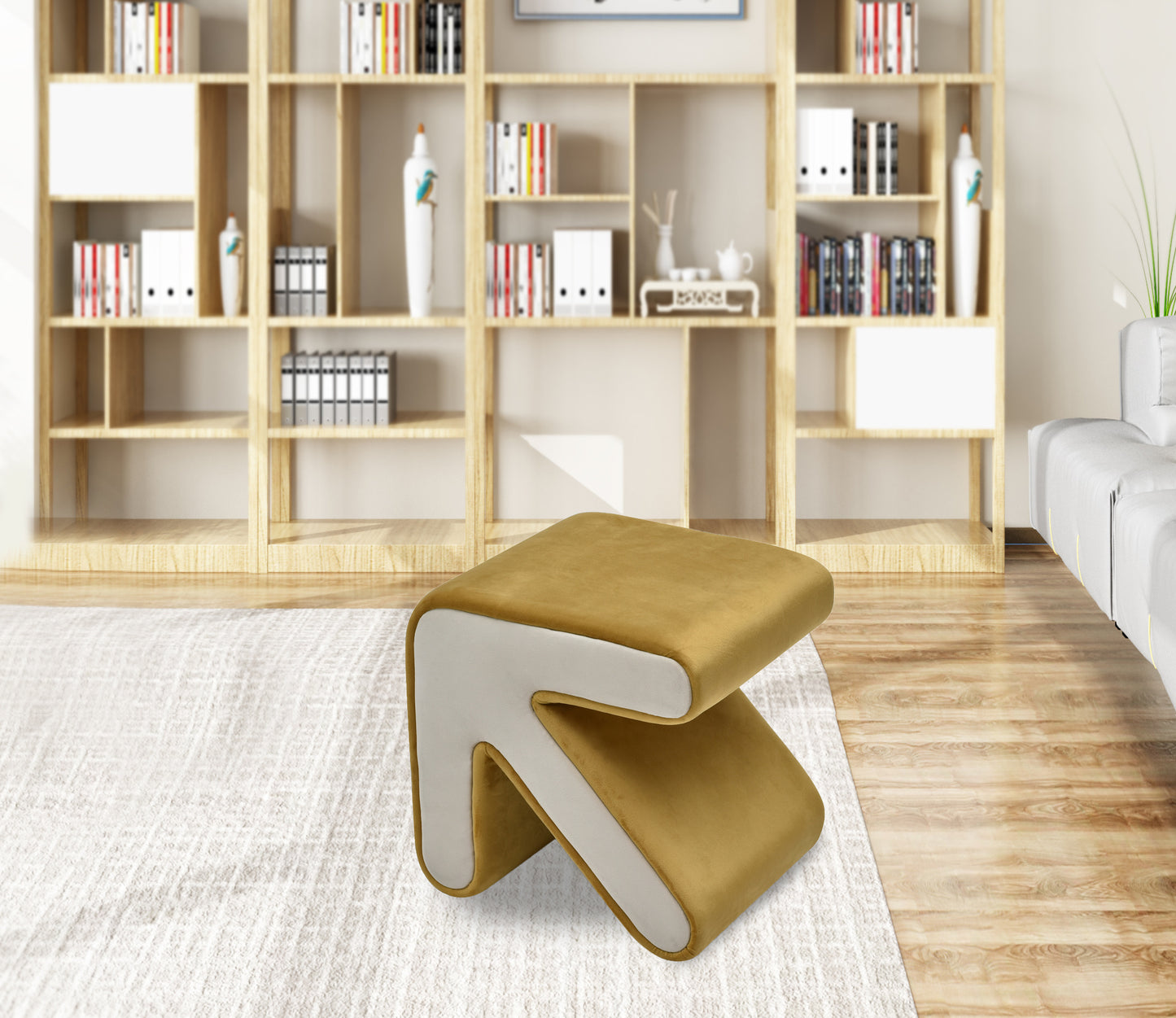 modern creative upholstered velvet ottoman