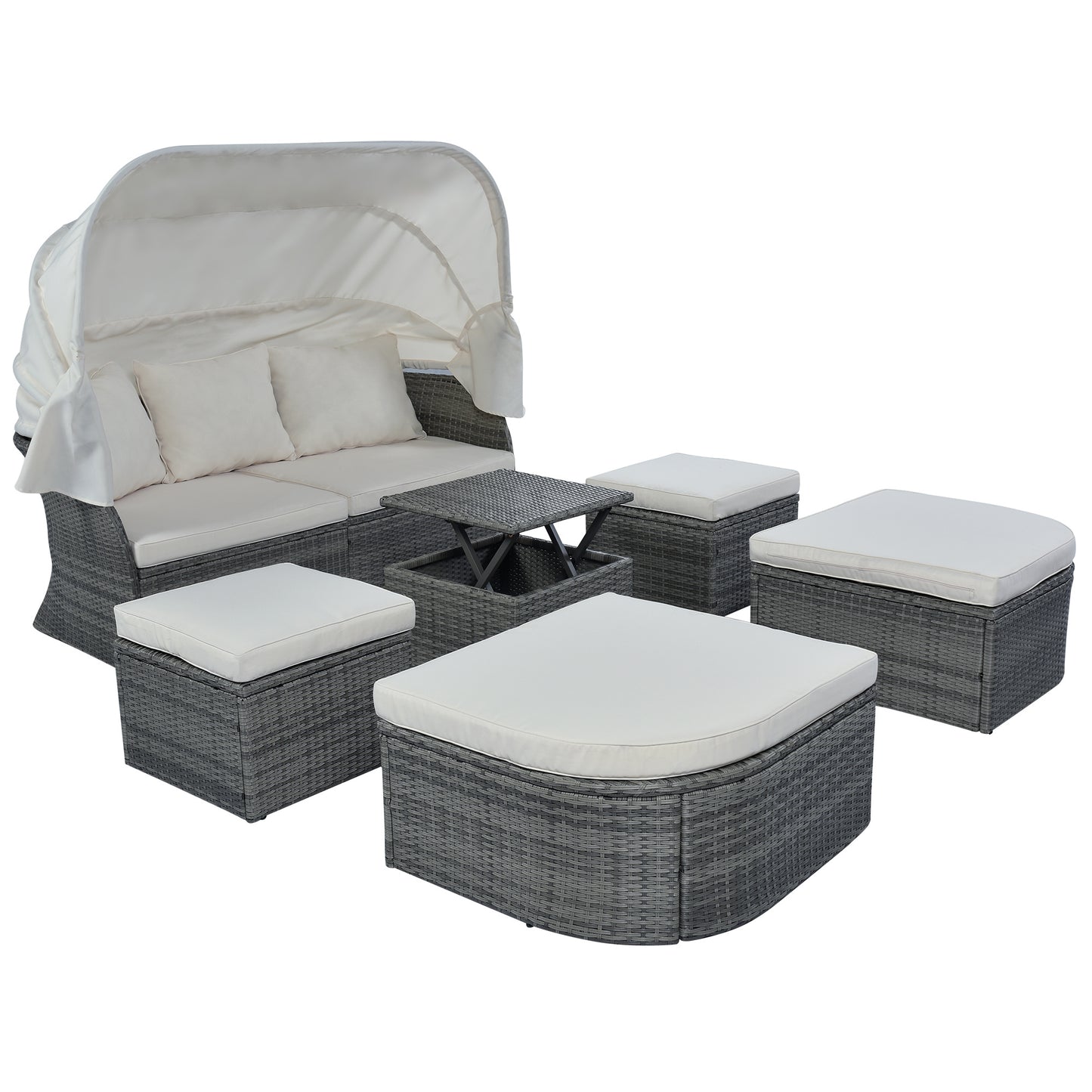 daybed/sunbed with retractable canopy set