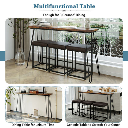 TOPMAX 4 Pieces Counter Height Extra Long Dining Table Set