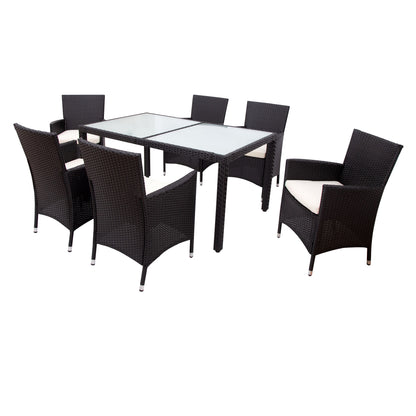 TOPMAX 7- Piece Rattan Patio Set, Black