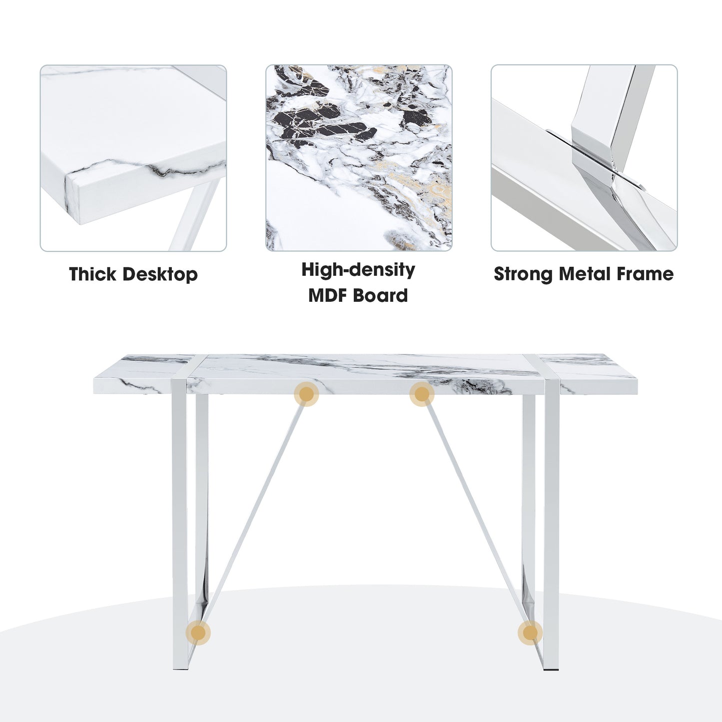 5-piece dining table chairs set, white