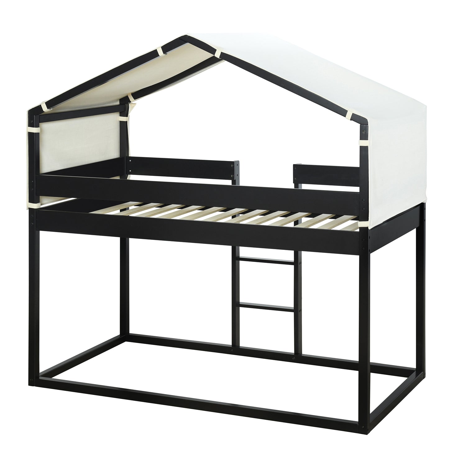 twin over twin bunk bed wood bed with tent