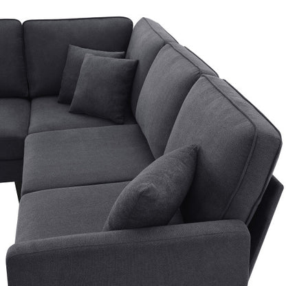 Terry 5-Seat Couch Set with Chaise with 3 Pillows