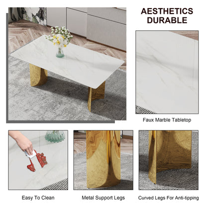 Zara Marble Dining Table, Gold
