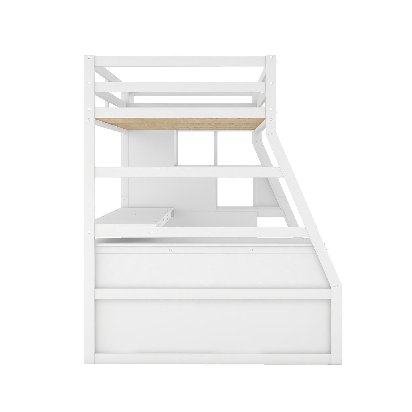twin size loft bed with 7 drawers 2 shelves and desk - white