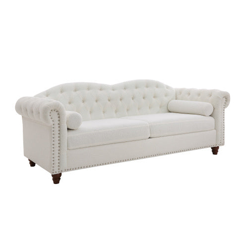 classic traditional upholstered sofa set, white