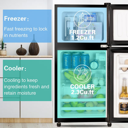 KRIB BLING 3.5Cu.Ft Compact Refrigerator Mini Fridge with Freezer