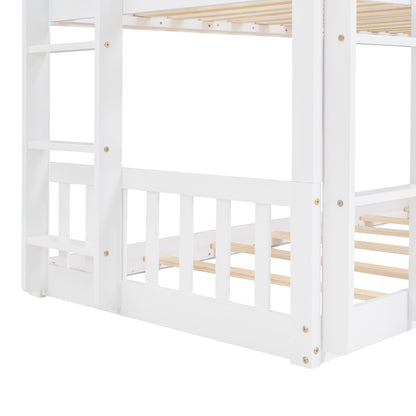 Twin-Over-Twin-Over-Twin Triple Bed with Built-in Ladder and Slide