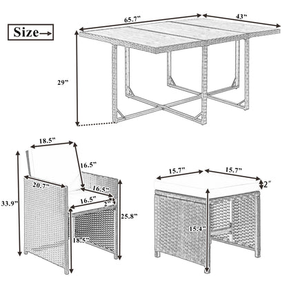 TOPMAX 11-Piece Patio All-Weather PE Wicker Dining Table Set