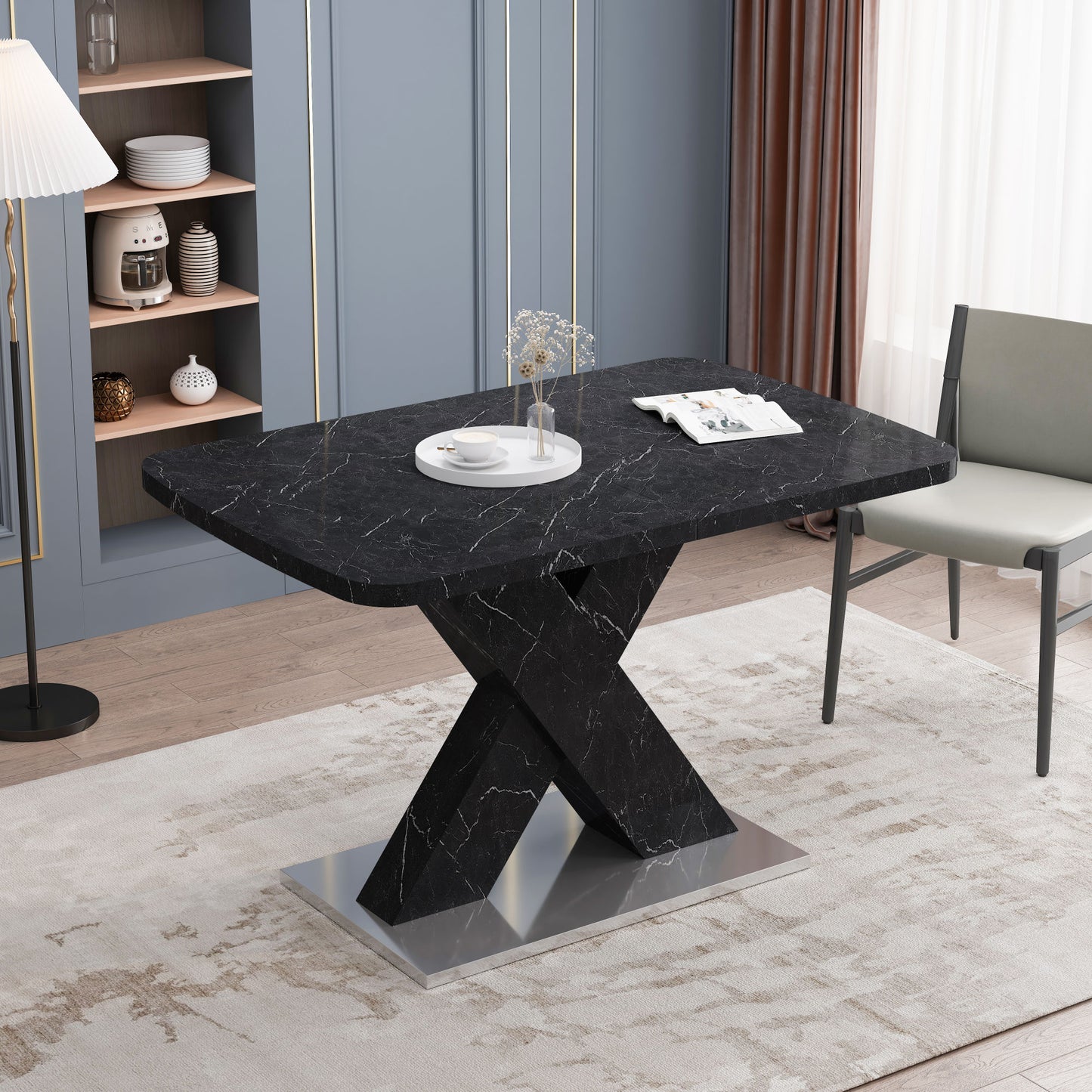 lux extendable marble square dining table