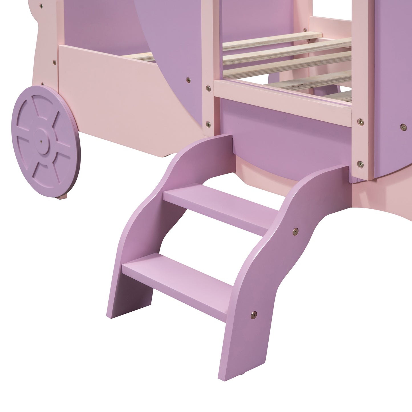 princess carriage bed with crown, purple+pink