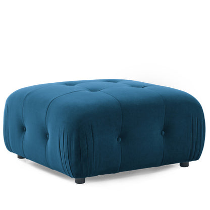 Button Tufted Modular Sectional Sofa, Navy Velvet