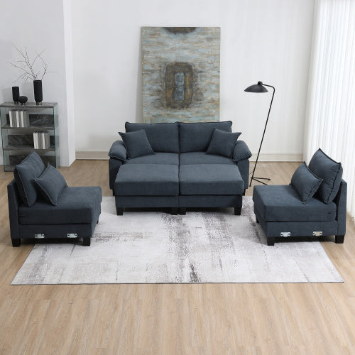 emily u shaped couch with armrest bags