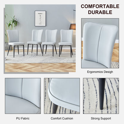 Modern Leather Dining Chairs Set of 4 Chairs, White