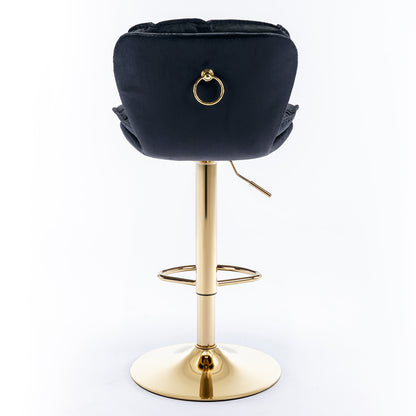 Swivel Bar Stools Set of 2, Velvet Black