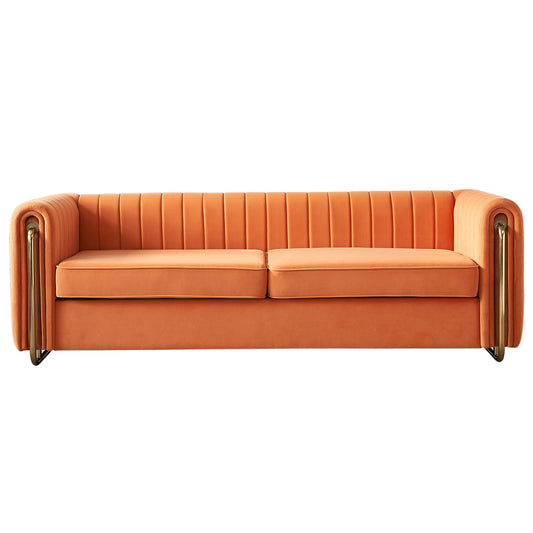 Cane Velvet Sofa , Orange