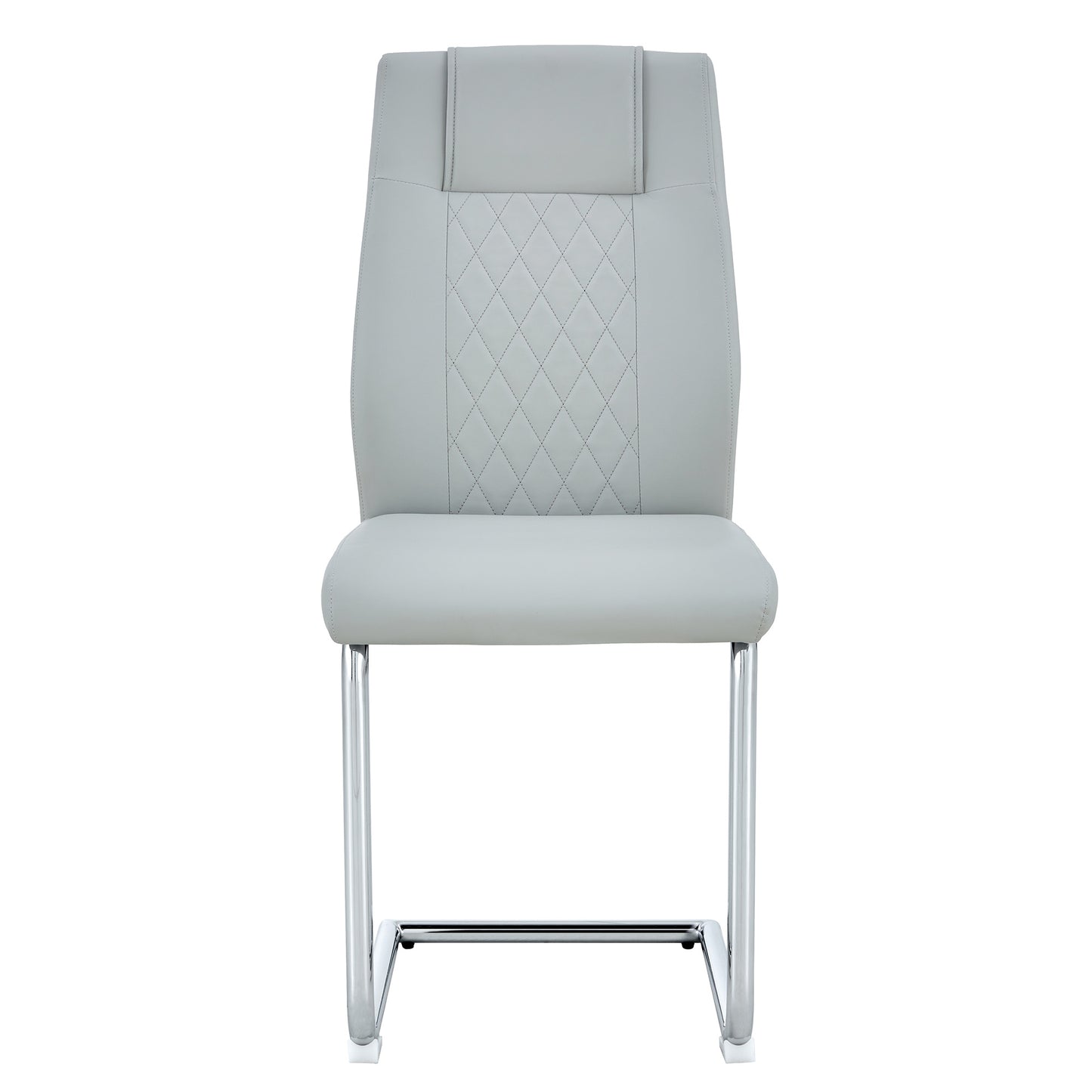 faux leather cushion chairs set of 6, light grey+pu leather