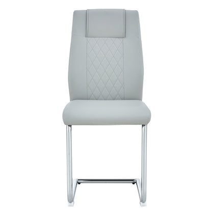 Faux Leather Cushion Chairs Set of 6, Light Grey+PU Leather