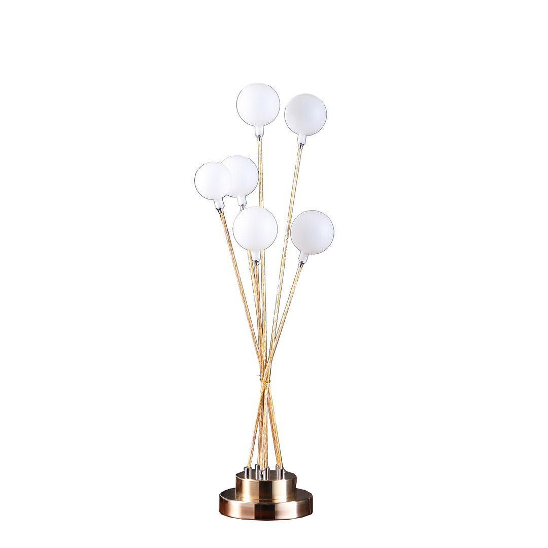 27.5" in 6-light acrylic globe aluminun led chrysanthe yellow gold metal table lamp