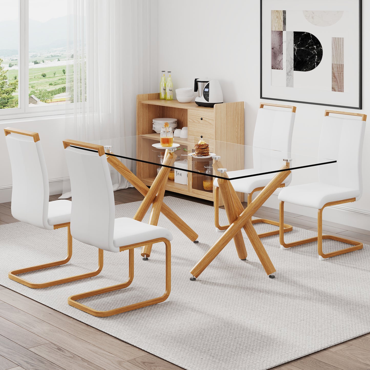 remi dining table set, white