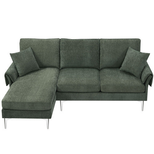 chenille l-shaped sofa with 2 pillows