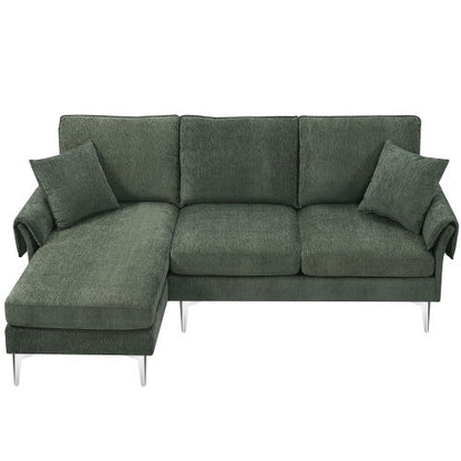 Chenille L-Shaped Sofa with 2 Pillows