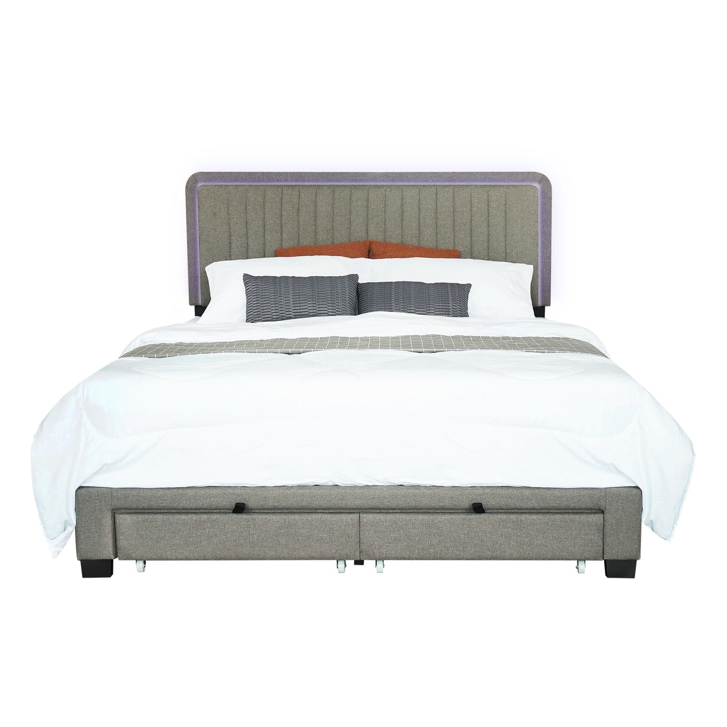 queen size upholstered bed with adjustable height  storage