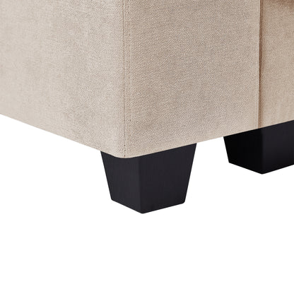 UStyle Modern Large L-Shape Feather Filled Sectional Set, Cream