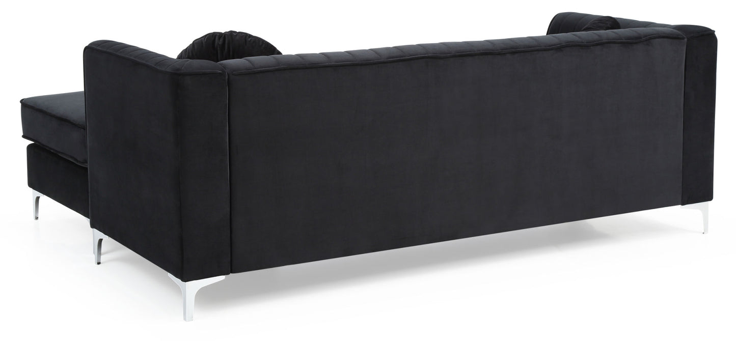 delray sofa chaise set, black