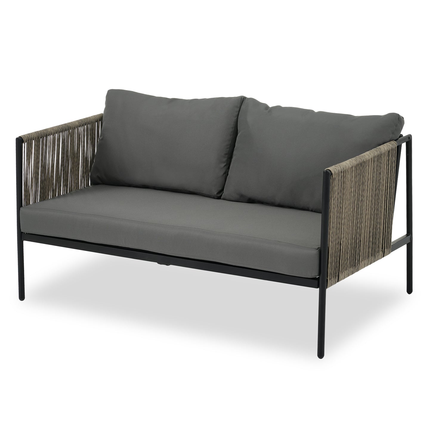 go 4-piece rope sofa set with thick cushions, gray