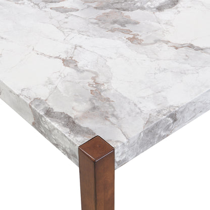 4-Piece Modern Dining Furniture Set  46" Faux Marble Style