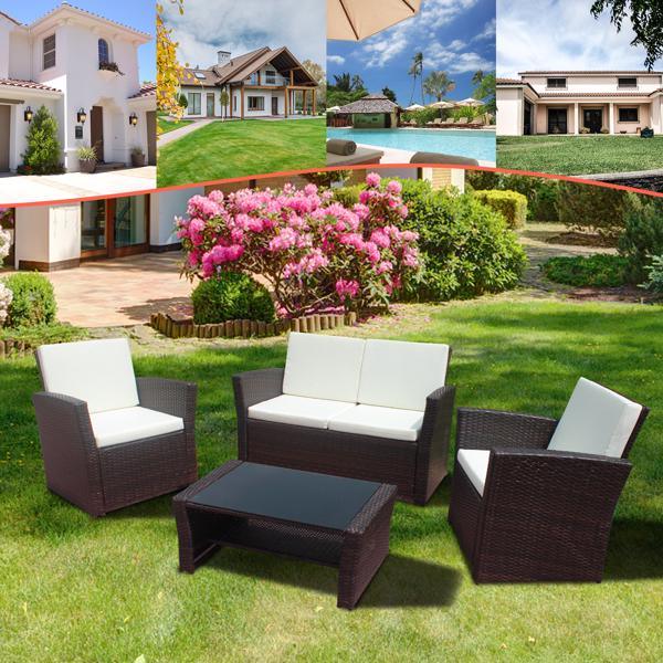 4pcs rattan pe wicker patio set