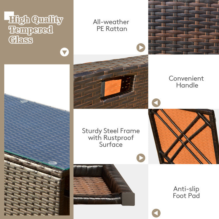 8 pieces patio space-saving rattan furniture set with storage box and waterproof cover