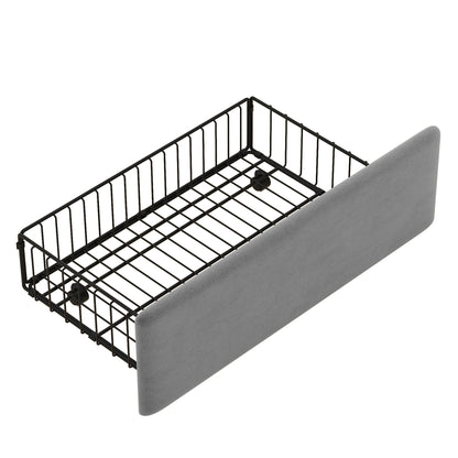 Queen Size Bed Frame with Storage Headboard and Charging Station,Dark Gray