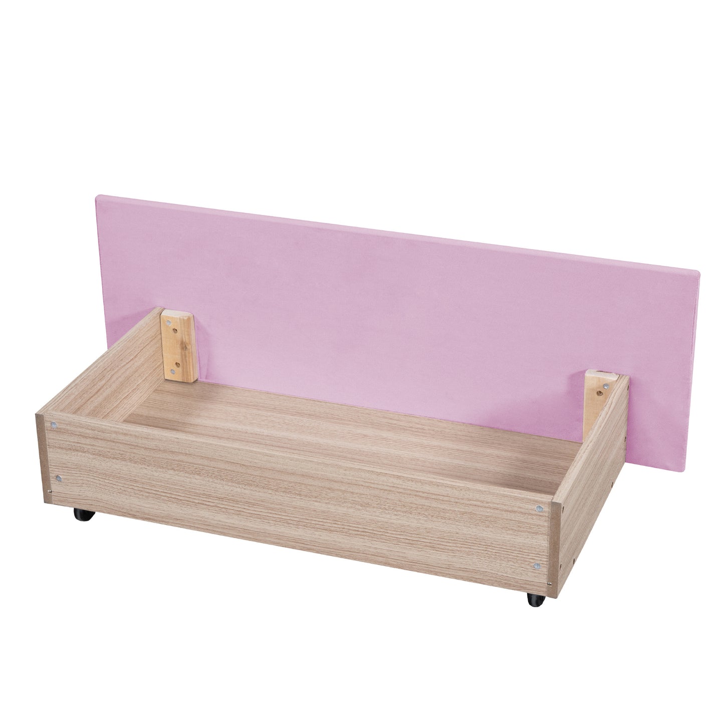queen size upholstered bed with 4 drawers, pink