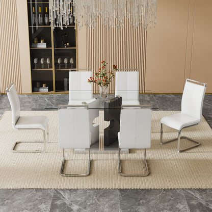 Ruby 6-Piece Dining Table Set, Black/White