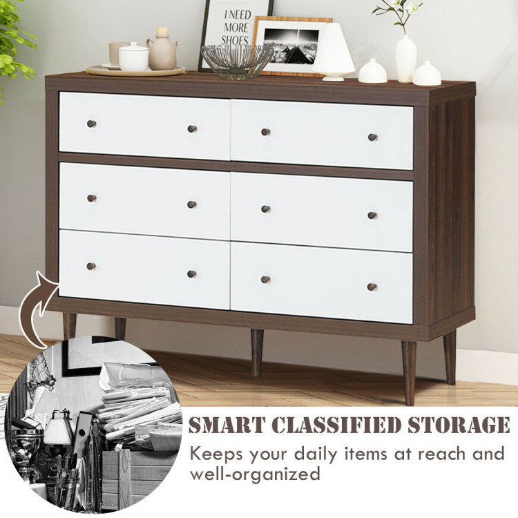 antique-style free-standing dresser with 6 drawers