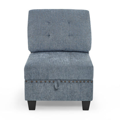 L shape Modular Sectional Sofa includes 2 Ottomans, Navy Blue