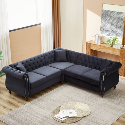 Chesterfield 5-Seater Corner Sofas with 3 Pillows