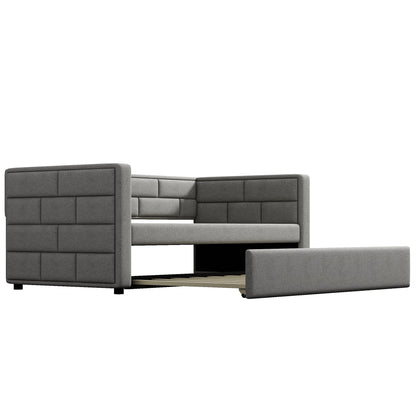 Upholstered Bed with Padded Back, Gray