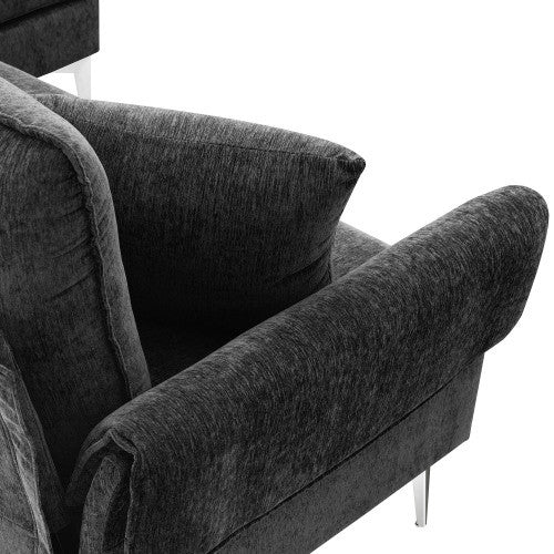 chenille l-shaped sofa with 2 pillows