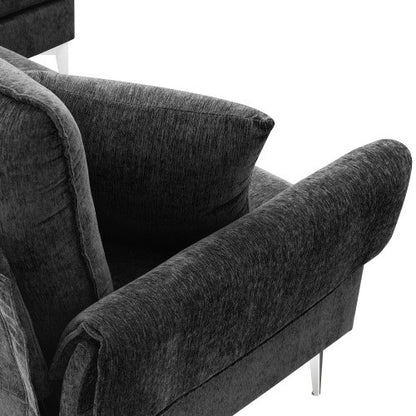 Chenille L-Shaped Sofa with 2 Pillows