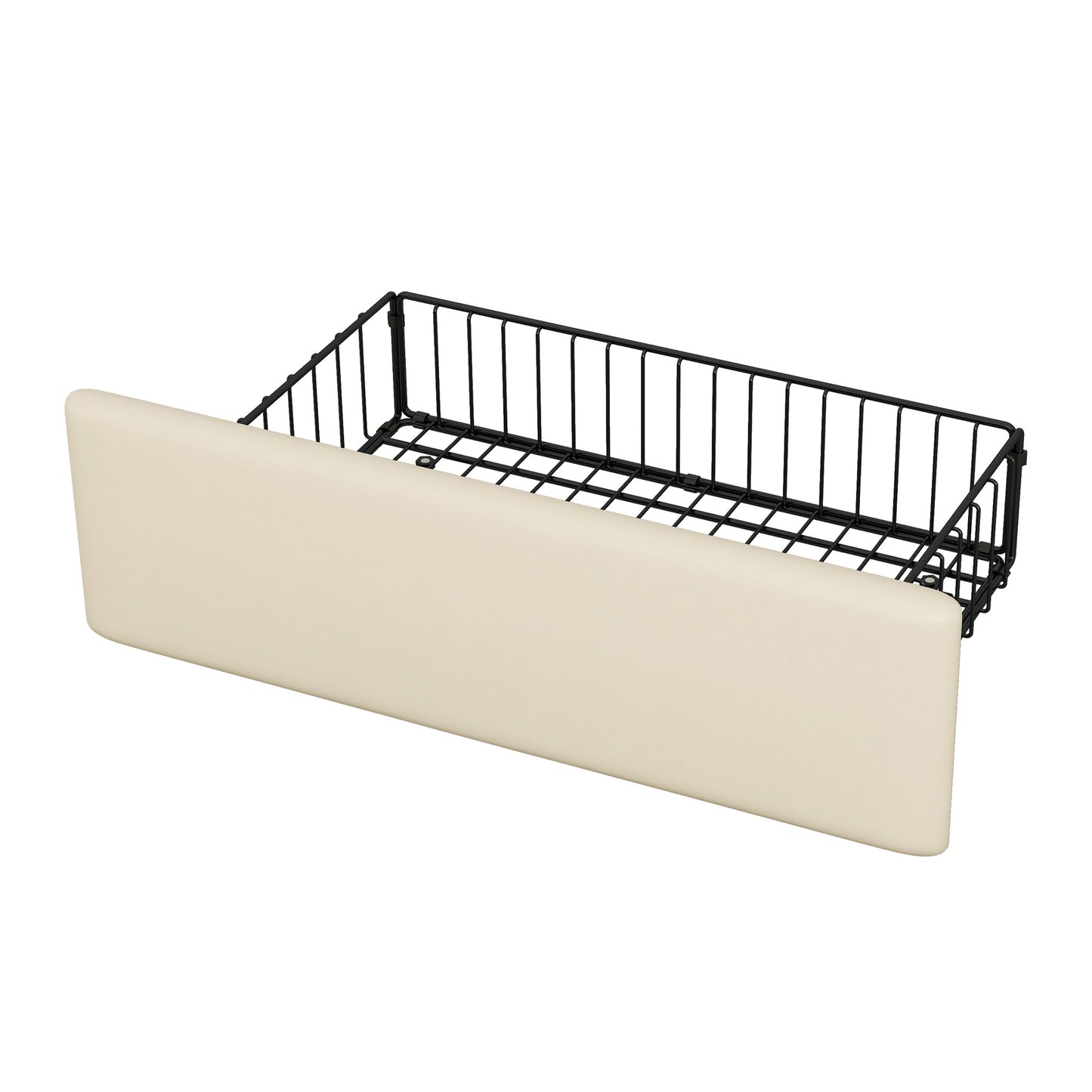 upholstered leather led headboard bed frame with 4 storage drawers, beige