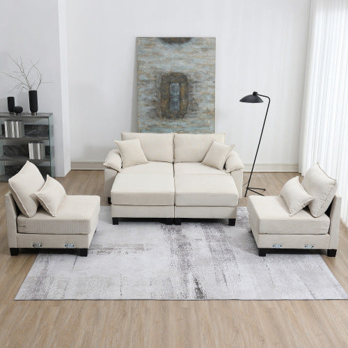 emily u shaped couch with armrest bags