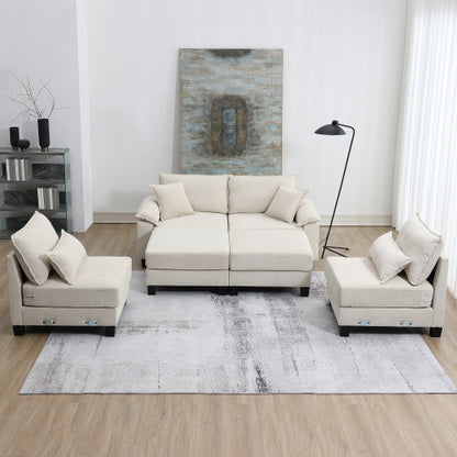 Emily U Shaped Couch with Armrest Bags