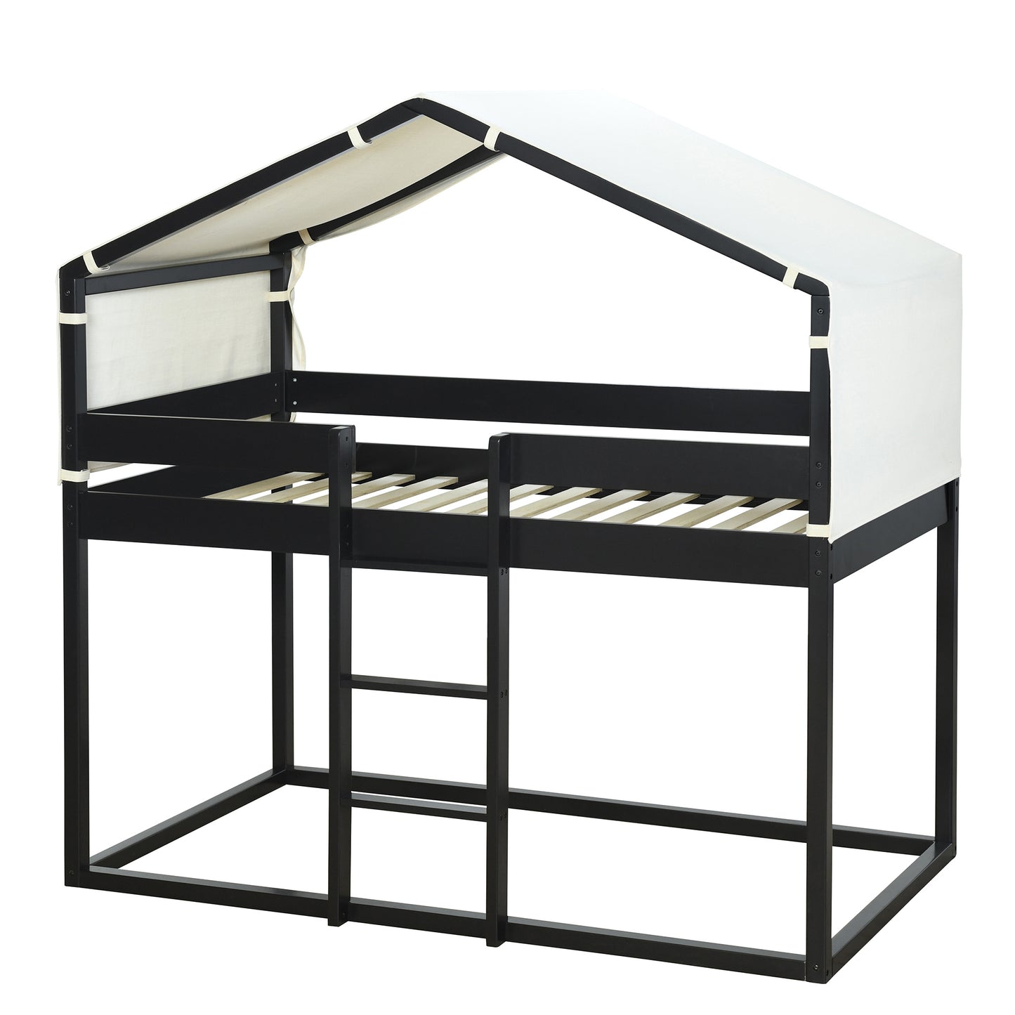 twin over twin bunk bed wood bed with tent