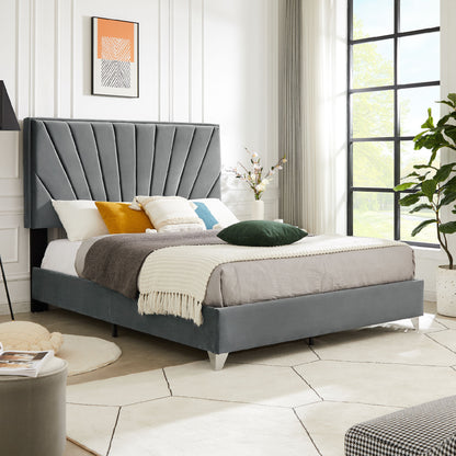 Flannelette Beautiful line stripe cushion headboard, Grey