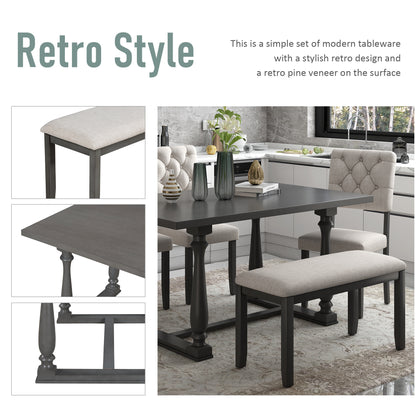 Upholstered 6-Piece Dining Table Set