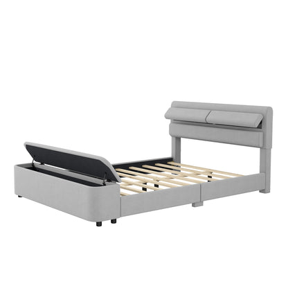 Holly Upholstery Platform Bed with Storage Headboard and Footboard